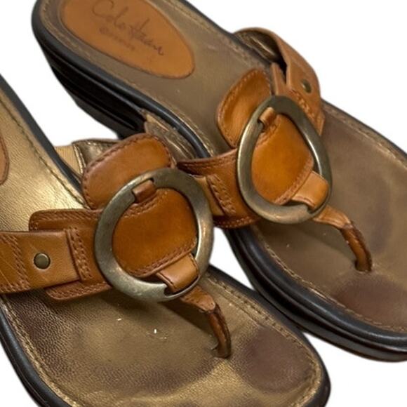COLE HAAN Nike Air Leather Wedge Thong Sandal SZ 5 - Picture 8 of 13